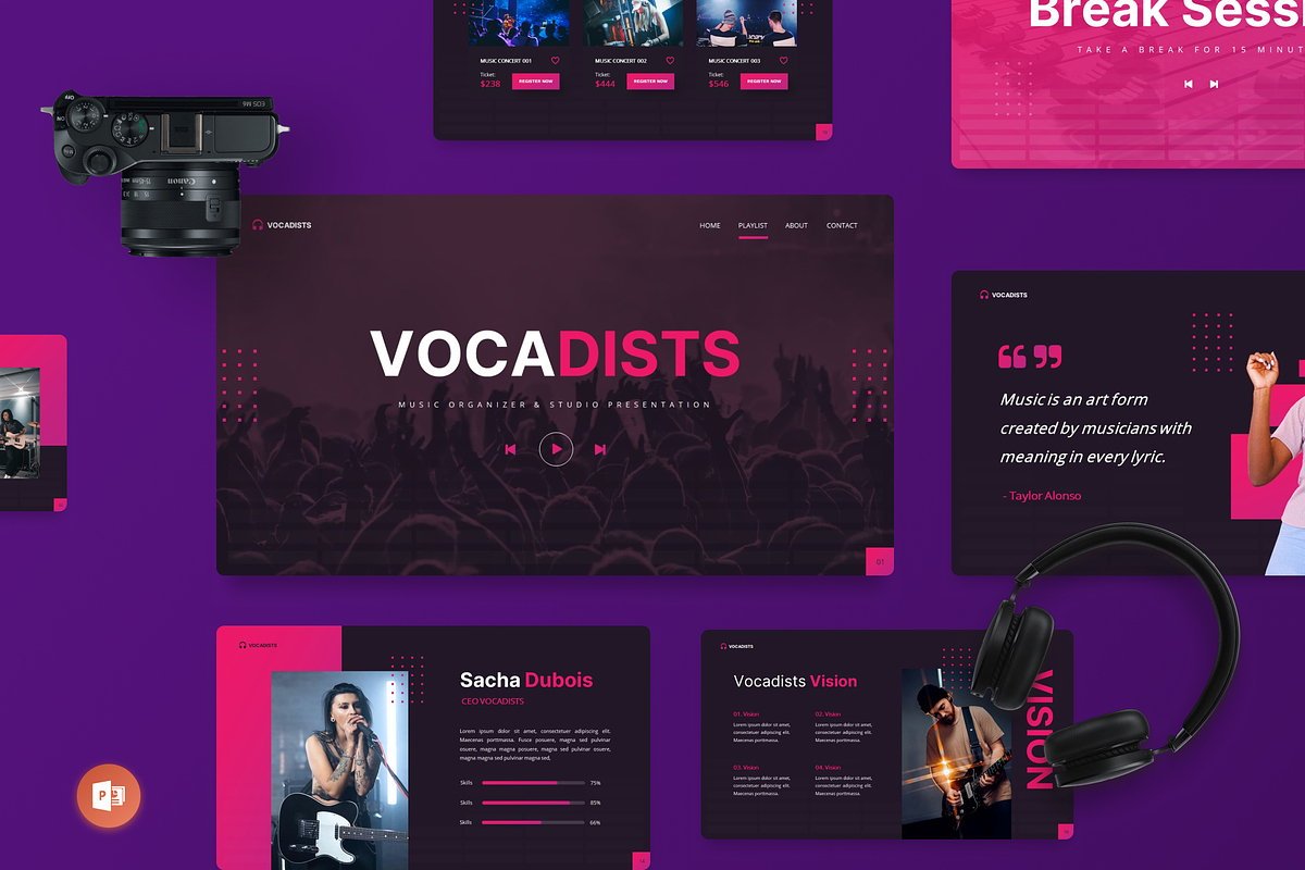 Vocadists - Music Studio Powerpoint, a Presentation Template by SquidPixey (Photo 1 of 5)
