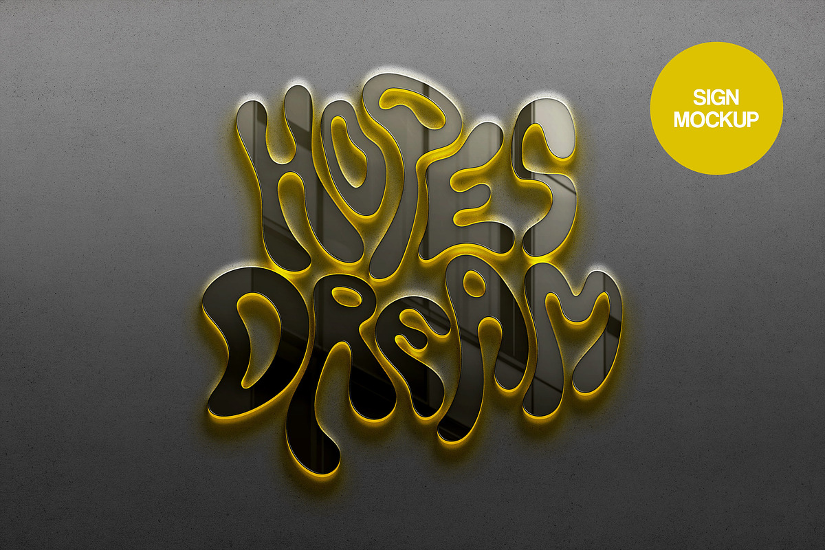 Yellow Neon & Glass Text Effect, a Brushes & More by Design Squad (Photo 1 of 2)