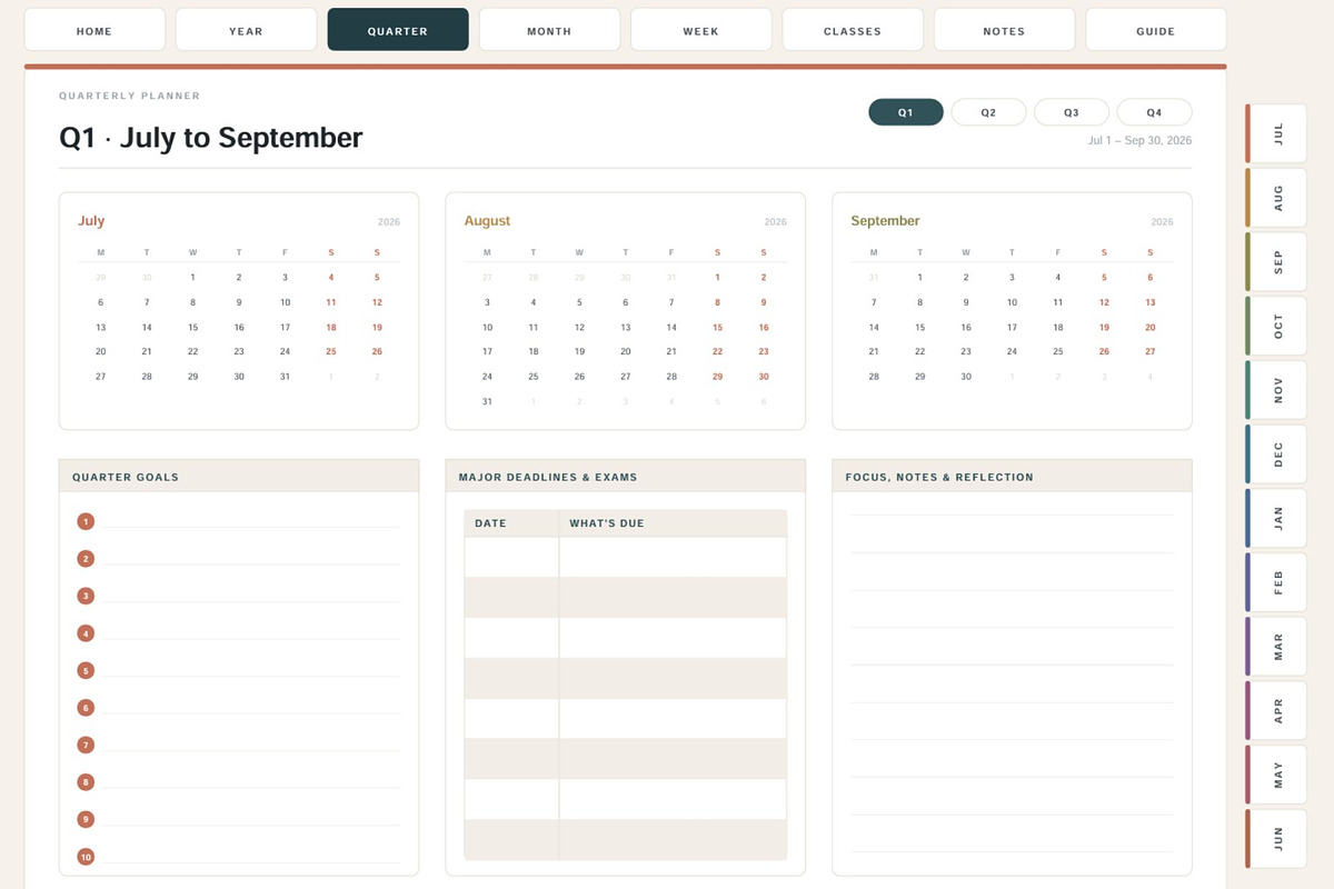 All-in-One Digital Student Planner, a Stationery Template by DigiVara Studio (Photo 6 of 21)