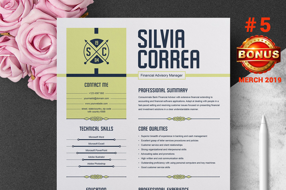 Resume/CV Bundle | 200+ for $29, a Resume Template by ResumeInventor (Photo 51 of 207)