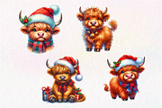 Cute Christmas Highland Cow Clipart, an Illustration by Dream Creation (Thumbnail 7 of 7)