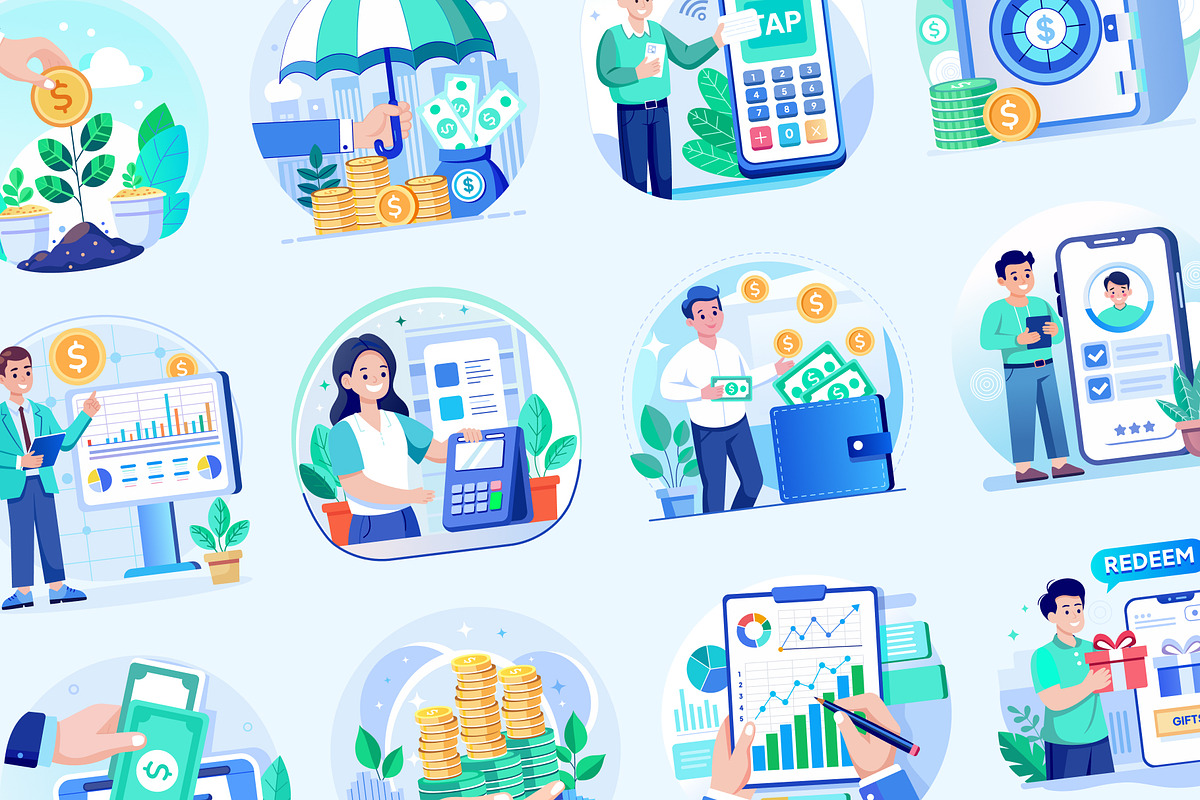 Finance Illustration Art Set, a Finance Illustration by Brickclay (Photo 5 of 9)
