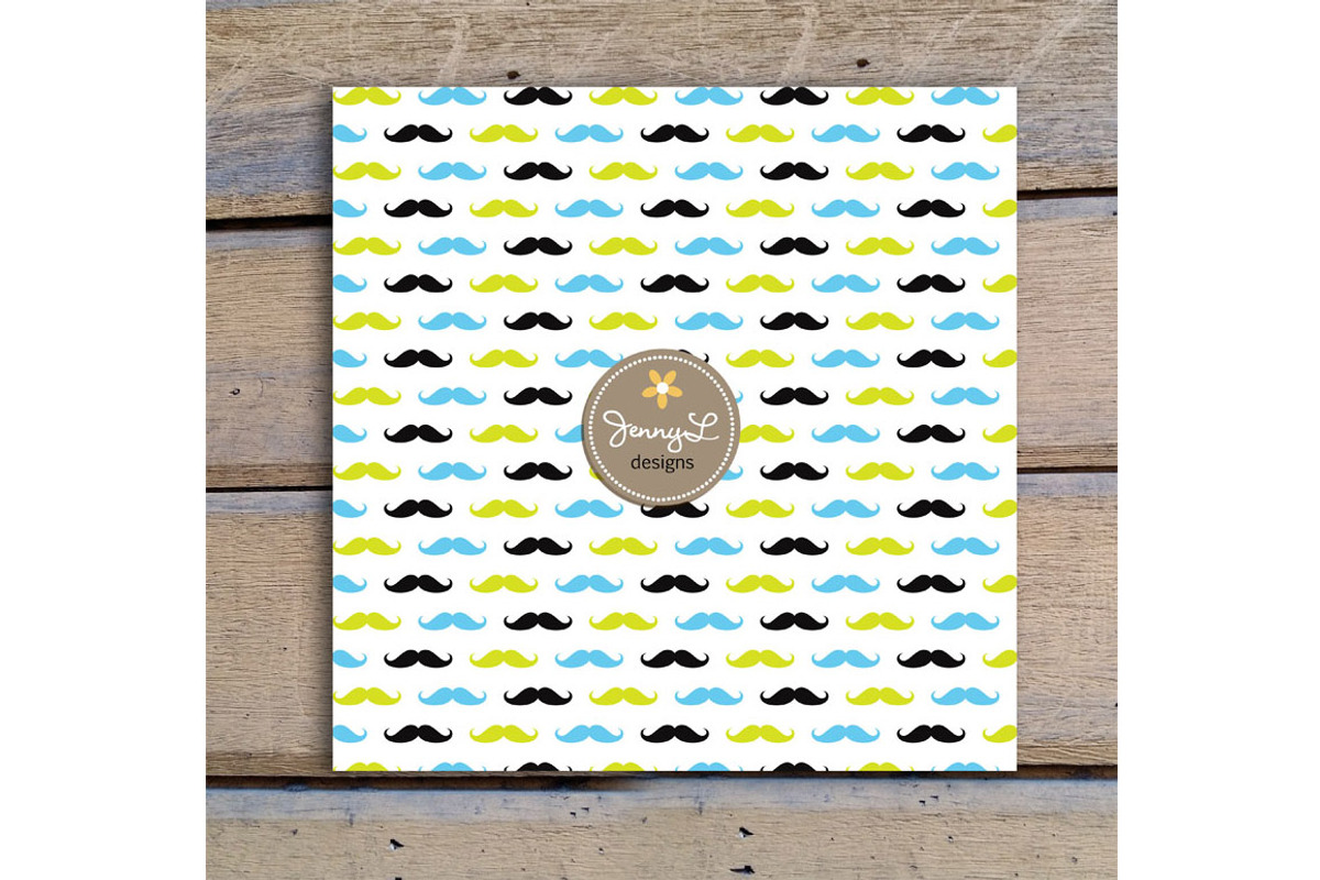 Little Man Mustache Digital Papers, a Pattern Graphic by JennyL Designs (Photo 2 of 3)