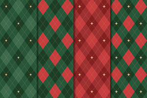 Christmas Rhombus Seamless Patterns