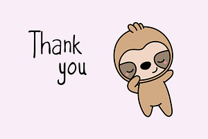 Kawaii Sloth Set, Clipart Cute Sloth