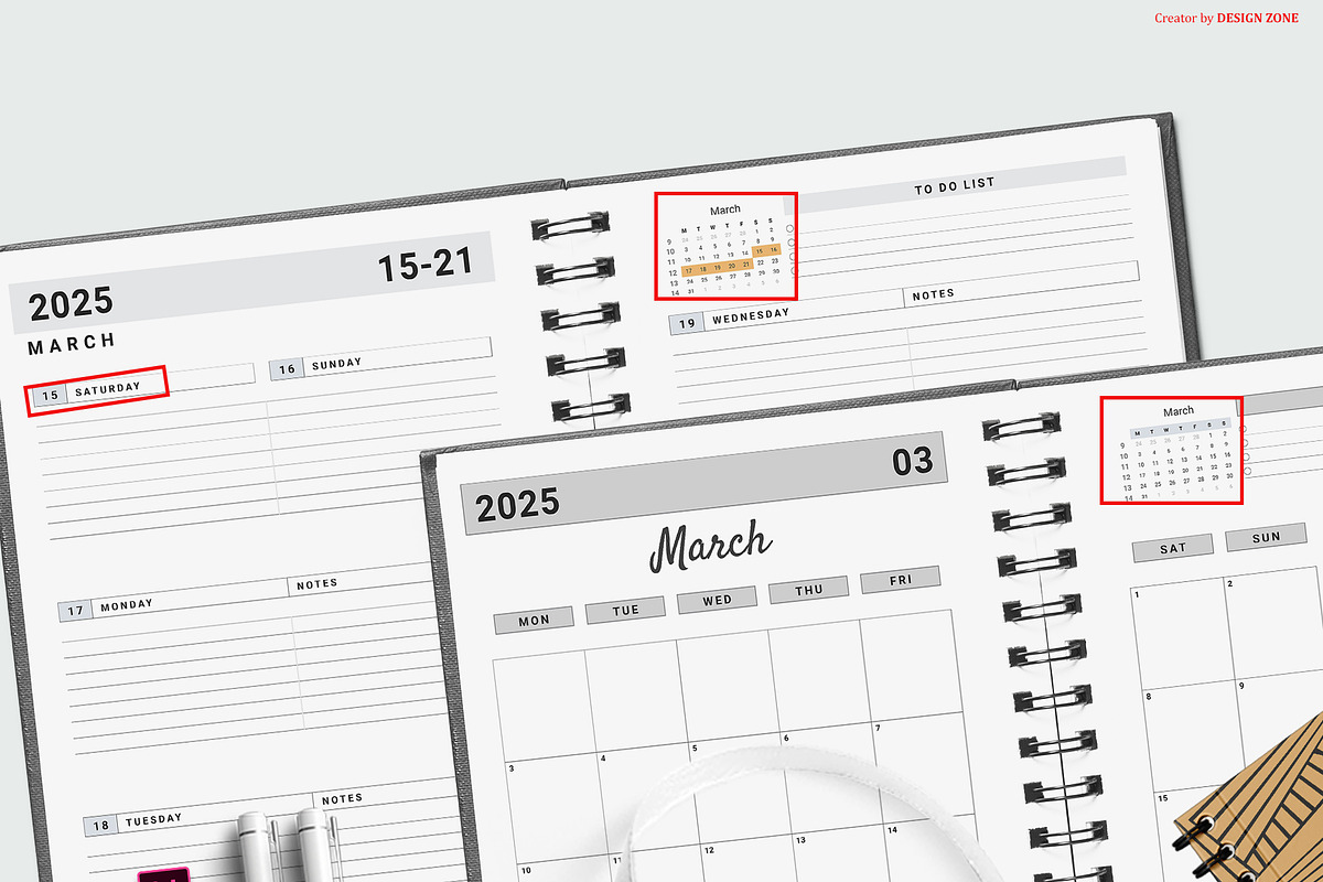 Yearly Digital Planner 2025, a Stationery Template by Design Zone (Photo 5 of 6)