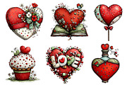 Whimsical Valentine Clipart, an Illustration by Dream Creation (Thumbnail 5 of 6)