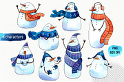 Funny Snowmans set, a Decorative Illustration by Ekaterina Goncharova (Thumbnail 2 of 7)