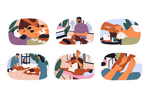 Masseurs do massage, SPA center set, a Healthcare Illustration by PaperTrident