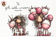 Girl With Unicorn PNG Clipart, a Person Illustration by Nicolle's Colorful Art (Thumbnail 1 of 5)