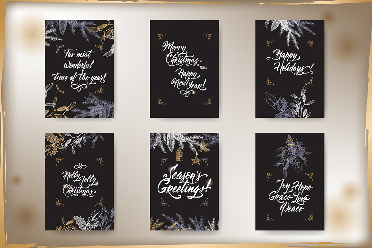 6 Christmas cards and lettering, a Card Template by Quetzal Art (Photo 3 of 8)