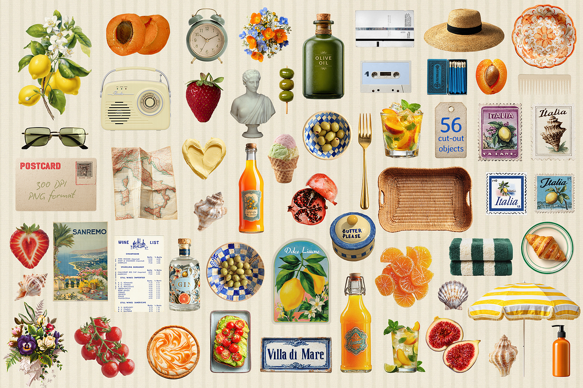 La Dolce Vita Summer Collage Pack, an Object Graphic by lerinartstudio (Photo 4 of 8)