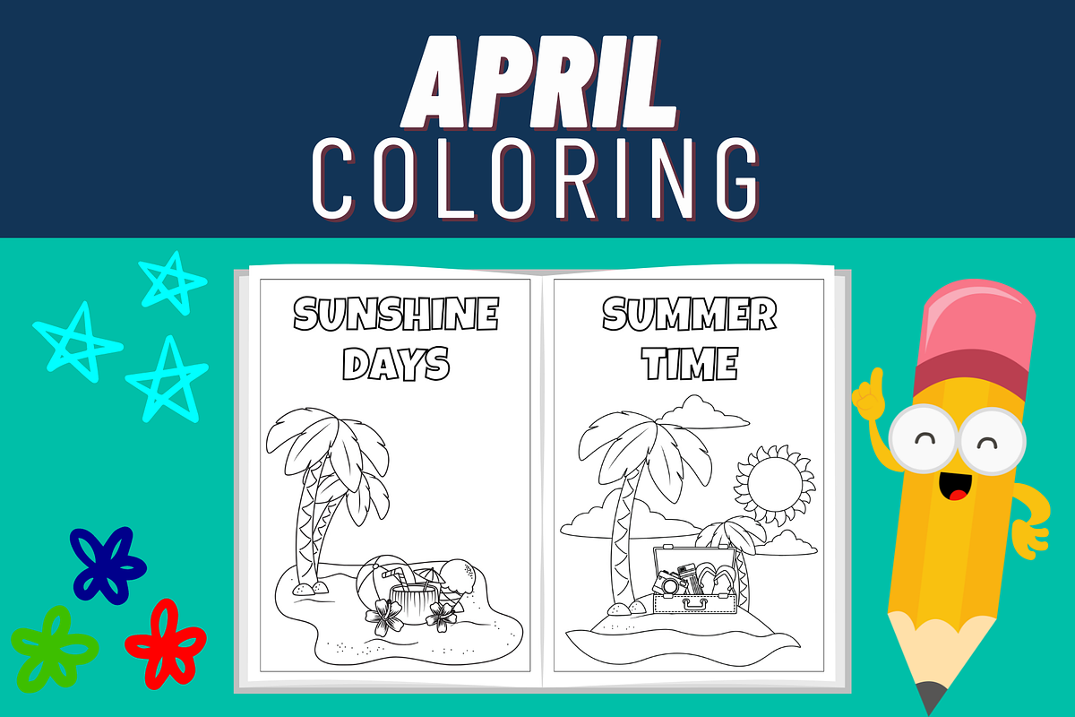 Spring Coloring Pages - April Theme, a Templates & Theme by Premium Digital Templates (Photo 3 of 3)
