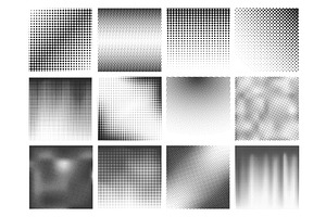 Halftone Dots Texture Set. Grainy