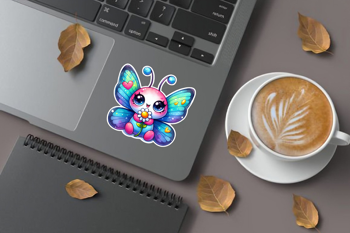 Kawaii Butterfly Sticker Bundle, an Illustration by OK Design (Photo 3 of 4)