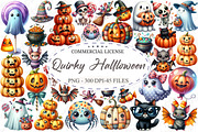 Quirky Cute Halloween Clipart Bundle, an Illustration by designcity5 (Thumbnail 1 of 5)