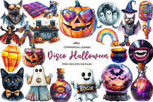 Disco Halloween Clipart, an Illustration by CreationArt