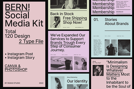 BERN! Social Media Kit, a Social Media Template by Invasi Studio