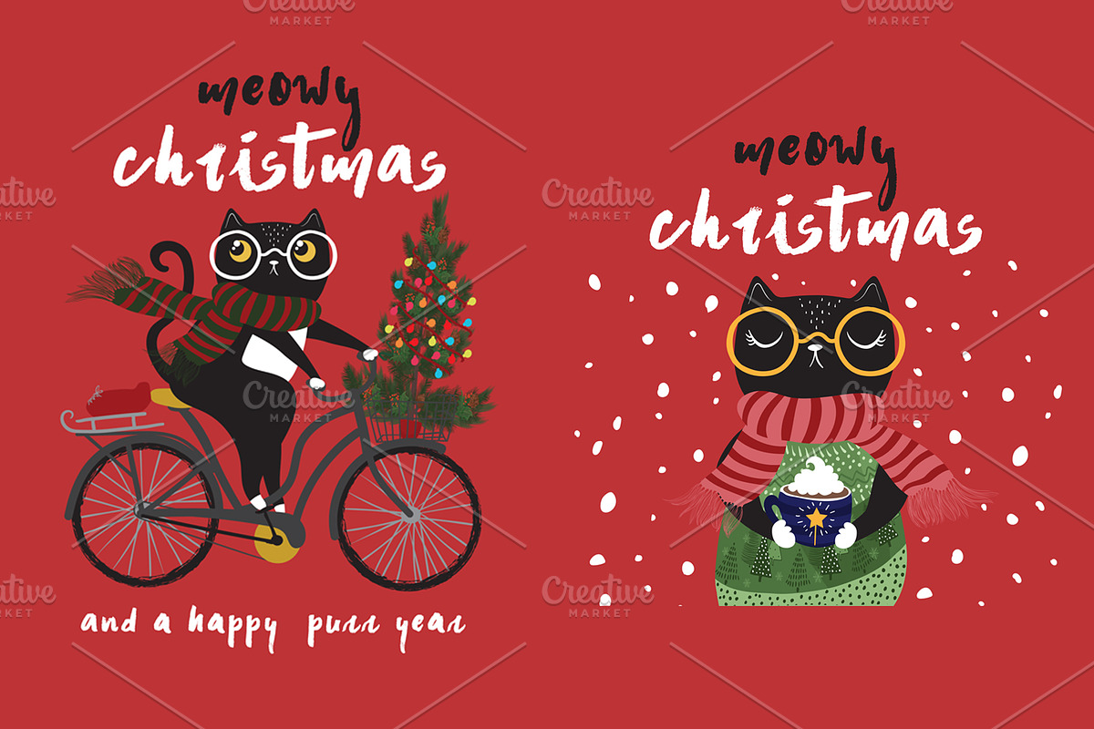 New year black cat.Christmas pattern, an Animal Illustration by StudioLondon (Photo 2 of 3)
