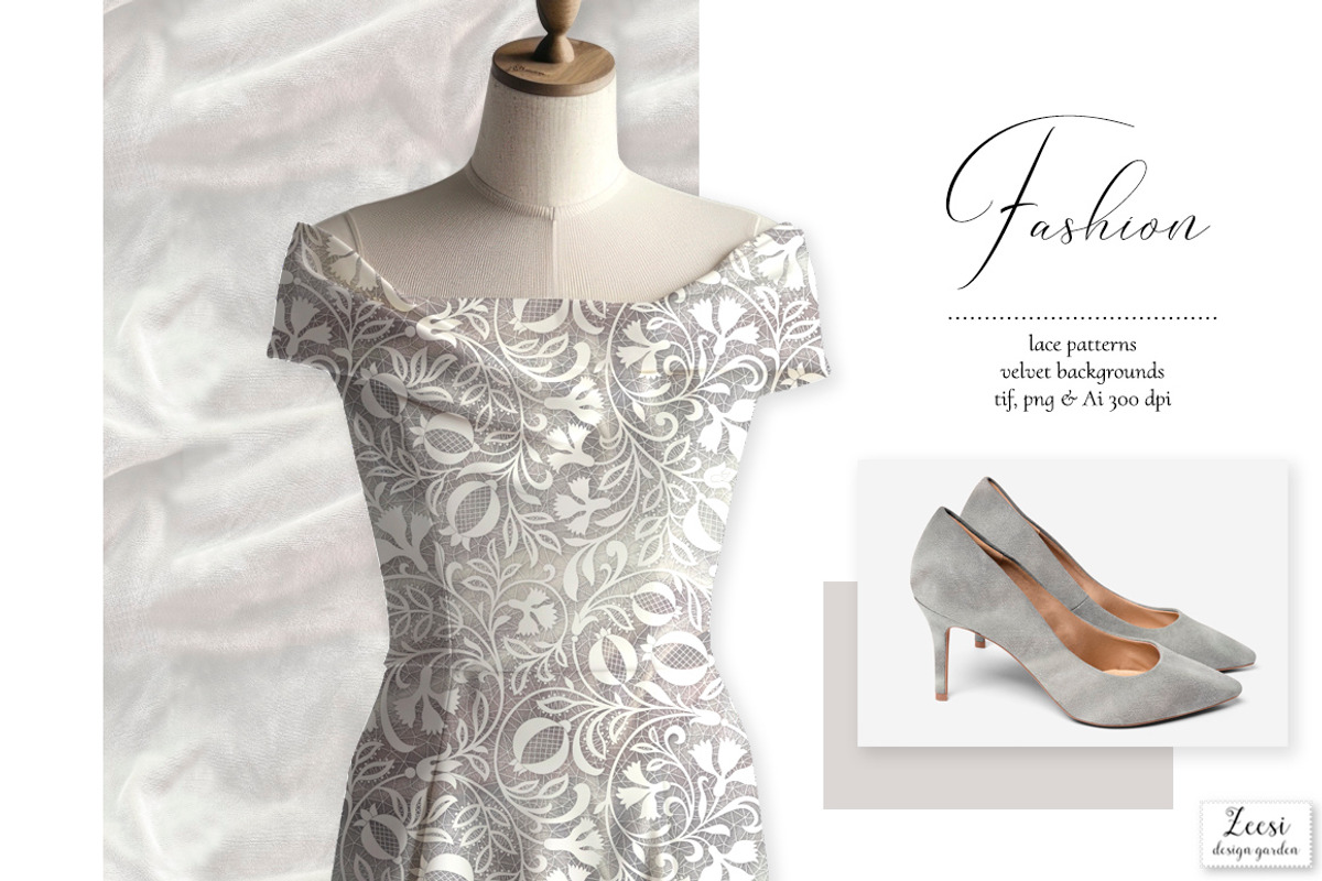 Lace on Velvet Patterns & Textures, a Pattern Graphic by Zeesi Design Garden (Photo 9 of 11)