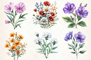 Wild Flowers Watercolor Clipart PNG, an Illustration by DreamCafeArt (Thumbnail 2 of 7)
