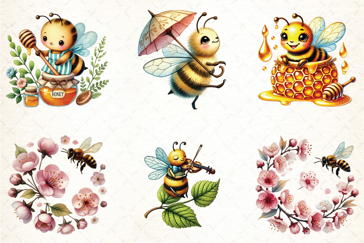 Spring Bees Clipart 2, an Illustration by DreamCafeArt (Photo 3 of 5)