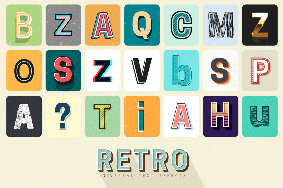 Retro Graphic Styles, a Layer Style Add-On by Modern vector (Photo 3 of 12)