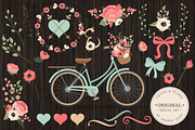 Mint & Coral Floral Bicycle + Extras, an Illustration by Amanda Ilkov (Thumbnail 2 of 5)
