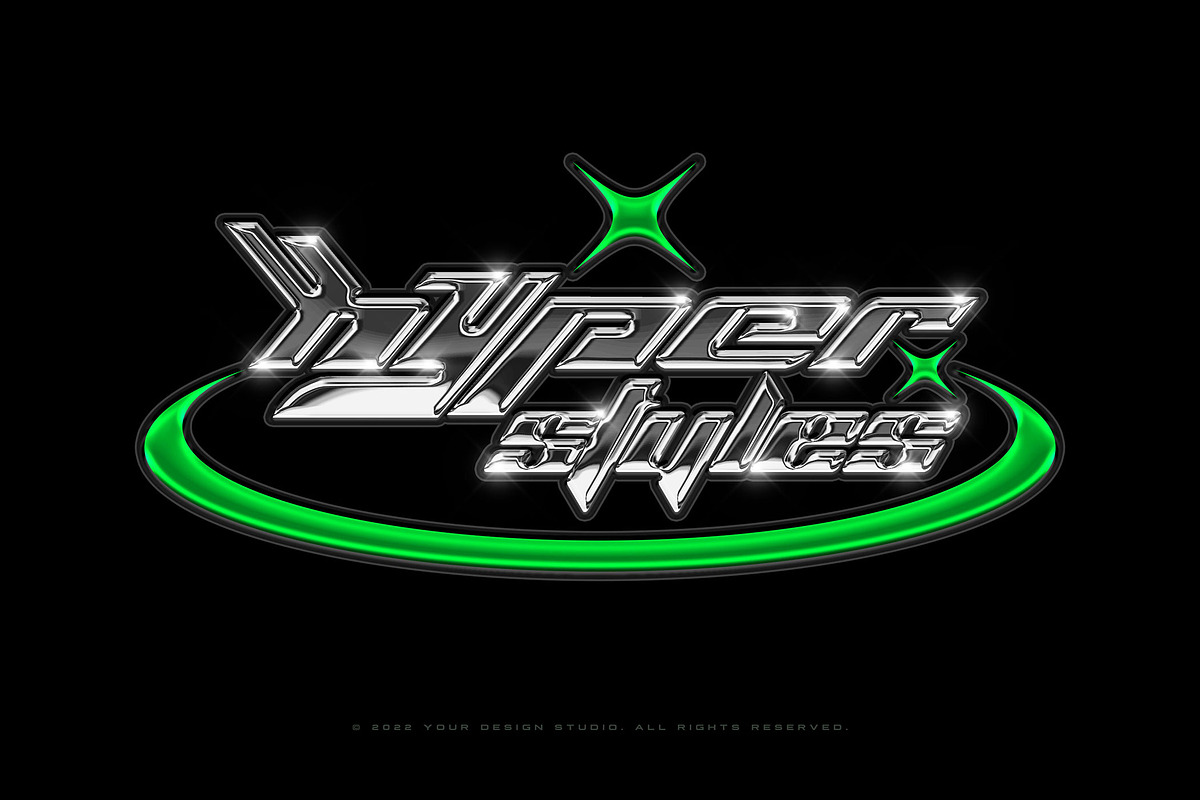 Y2K Chrome Text Effects, a Layer Style Add-On by Hyperpix Productions (Photo 10 of 16)