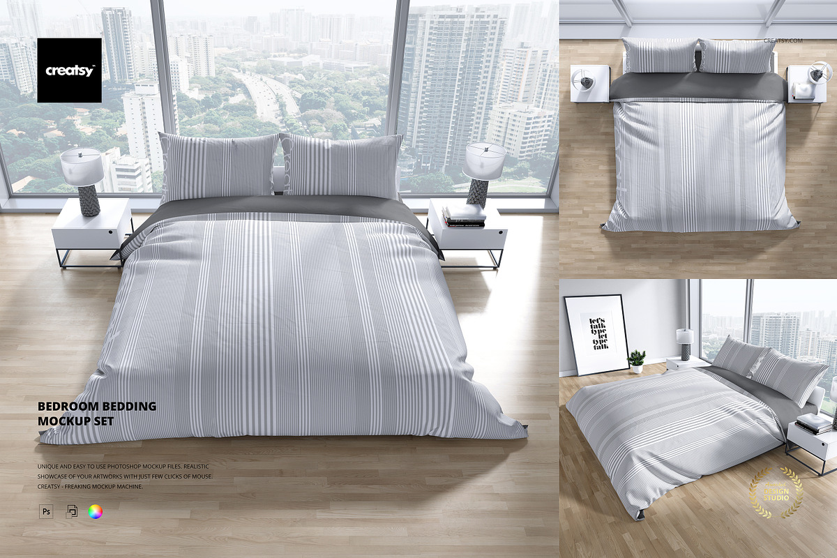 Bedroom Bedding Mockup Set, a Household Mockup by creatsy2 (Photo 1 of 7)