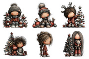 Cozy Christmas Girls in Pajamas Clip, an Illustration by Daily.Designs (Thumbnail 3 of 5)