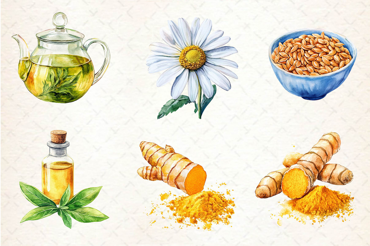 Watercolor Natural Remedies Clipart, an Illustration by Dream Creation (Photo 4 of 5)
