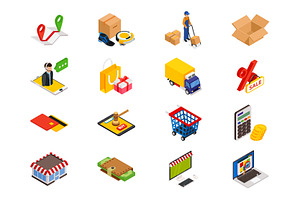 Online shopping - isometric items