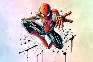 Watercolor Spiderman Clipart