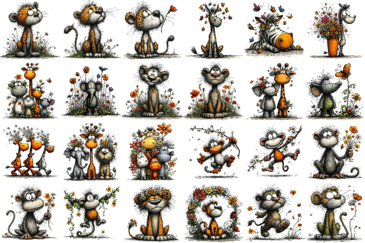 Spring Safari Whimsical Clipart Bund, an Illustration by DreamPrint404 (Photo 2 of 6)