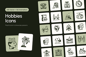 Hobbies Icons Bundle, a Solid Icon by Prosymbols