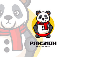 Panda Snow Mascot Cartoon Logo Style