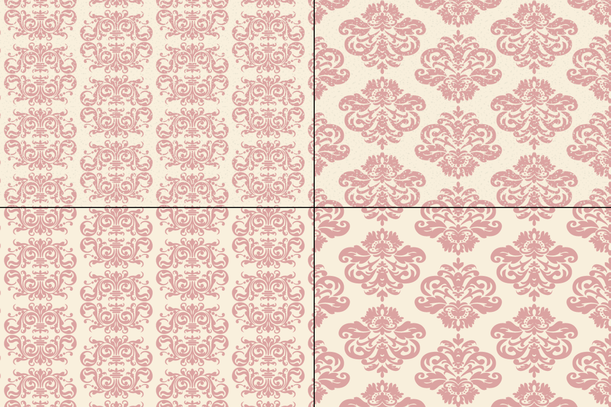 Seamless Pink Damask Patterns preview 4