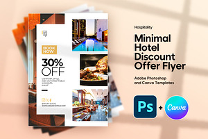 Hotel Discount A4 Flyer Canva & PSD, a Flyer Template by Vintage Impressions