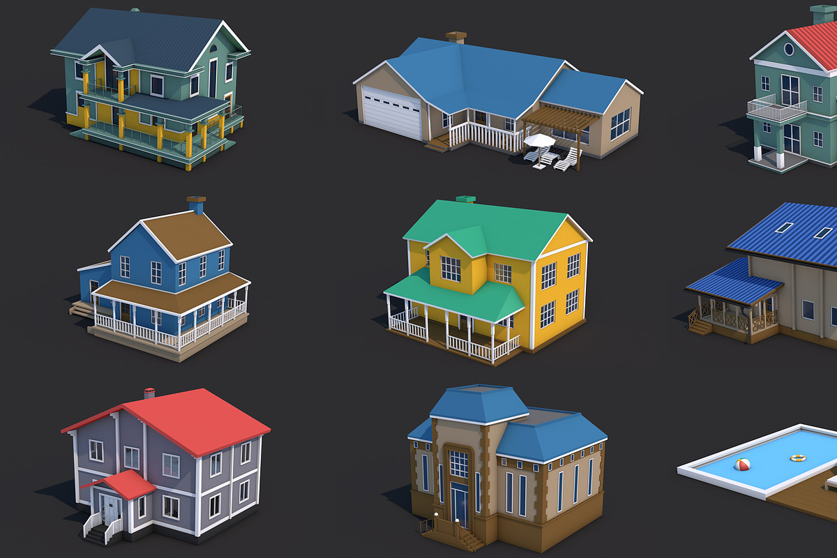8 House Building and Swimming Pool, an Architecture 3D Model by multimedia4ds (Photo 1 of 25)