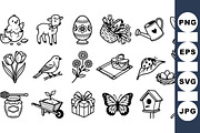 Spring Garden Clipart Collection, an Illustration by designvectx (Thumbnail 1 of 3)