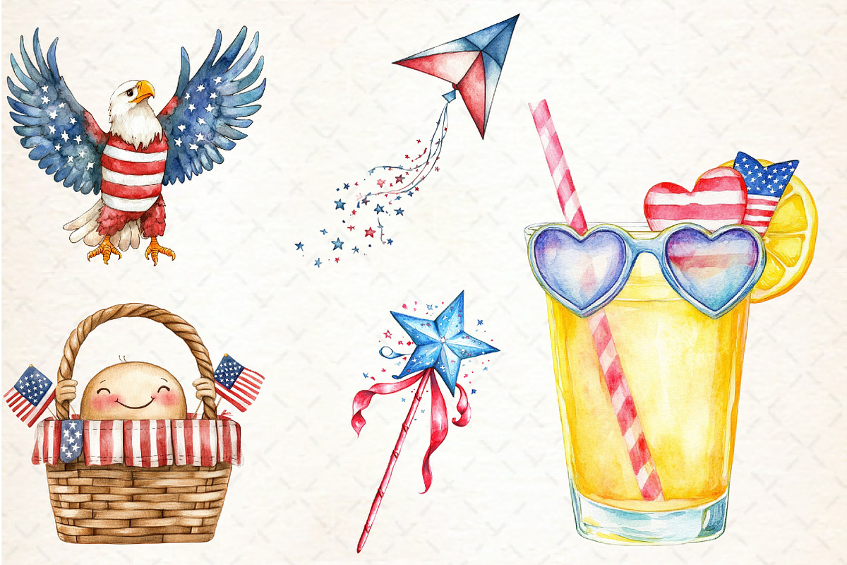 Whimsical 4th of July Clipart, an Illustration by Libby Wishes (Photo 4 of 6)