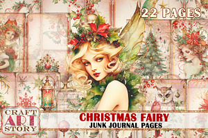 Christmas fairy Junk Journal Pages, a Person Illustration by CraftArtStory