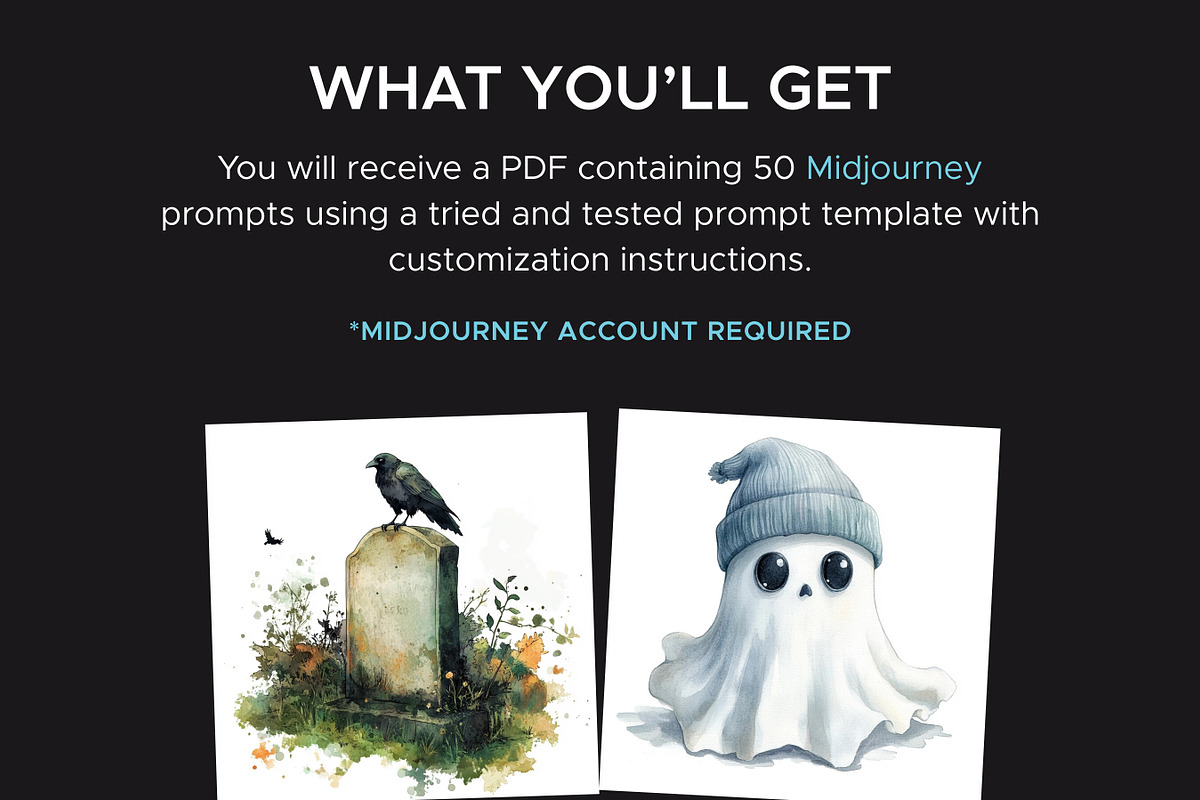 Halloween Watercolor Clipart Prompts, an Object Graphic by MadeByAI Studio (Photo 2 of 4)