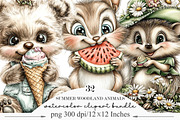 Summer Woodland Animals Clipart, an Illustration by Designking (Thumbnail 1 of 5)