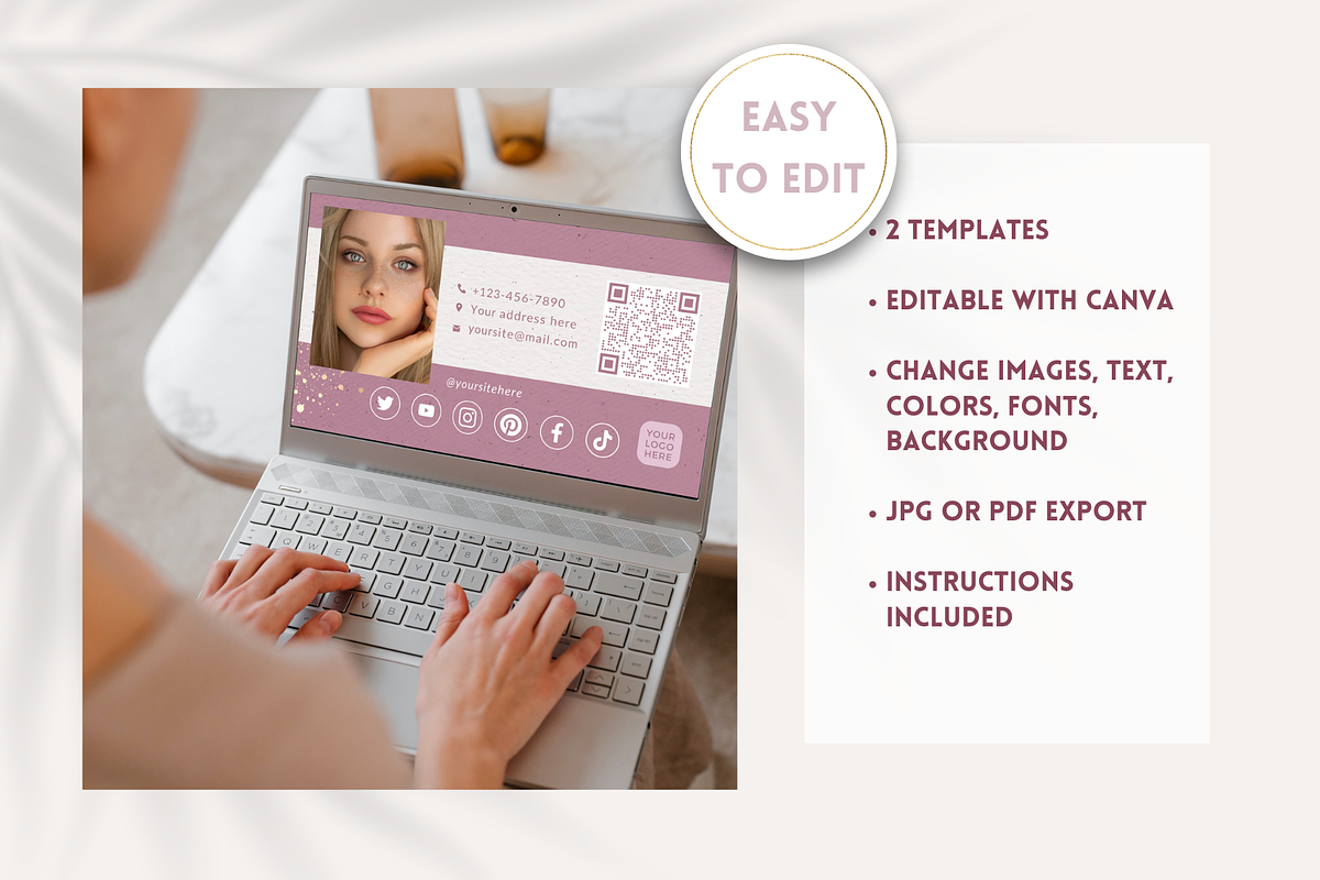 Beauty Influencer Business Card Kit, a Business Card Template by Golden Horizons Studio (Photo 6 of 10)