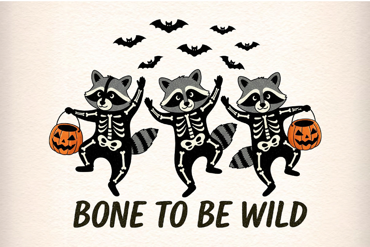 Funny Halloween Skeleton Raccoon Png, an Illustration by Craft Nest (Photo 1 of 6)