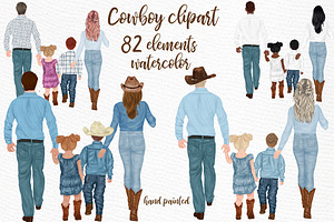 Cowboy Family Clipart,Western Family