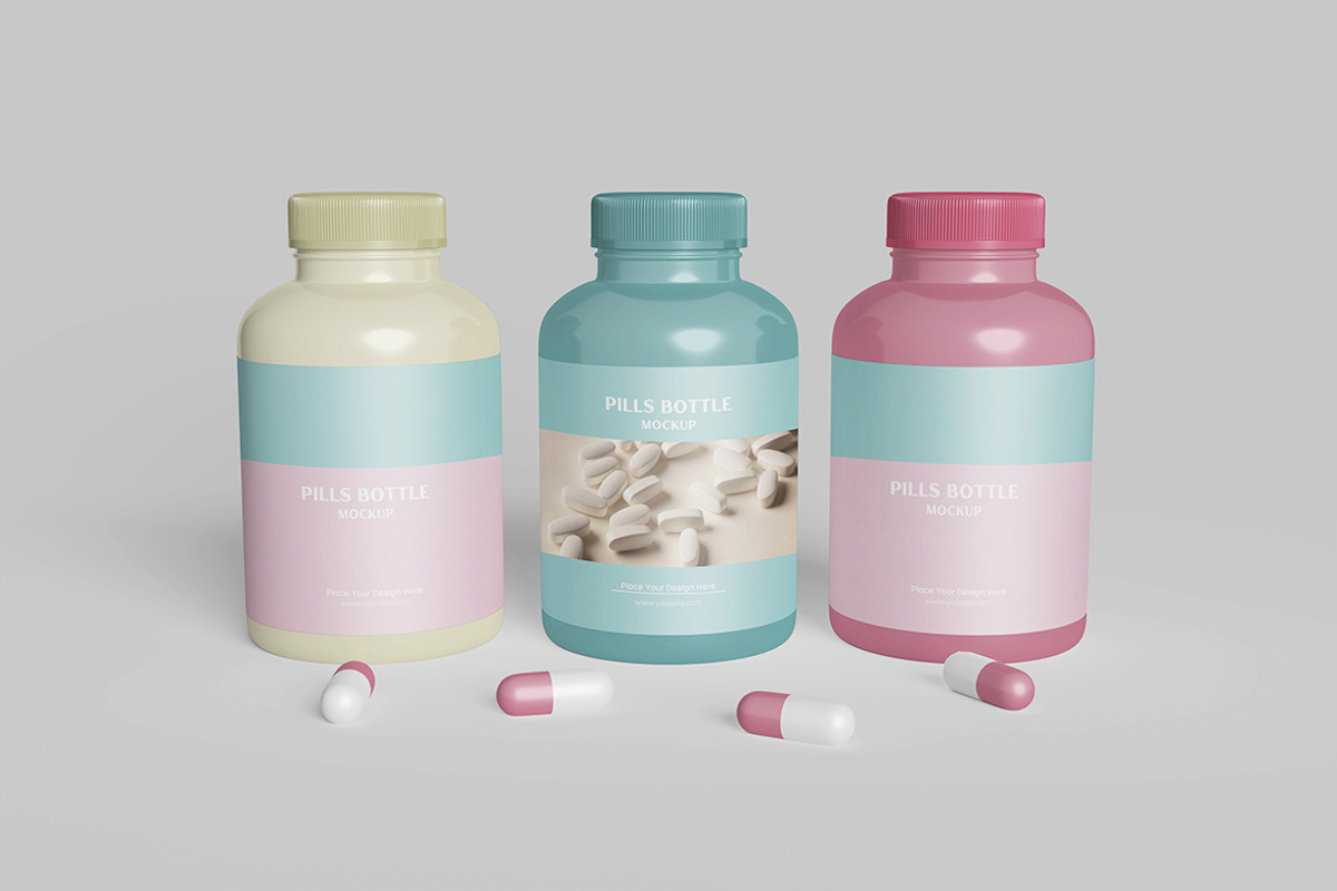 Pills Bottle Mockup, a Packaging Mockup by MrLetters (Photo 2 of 5)