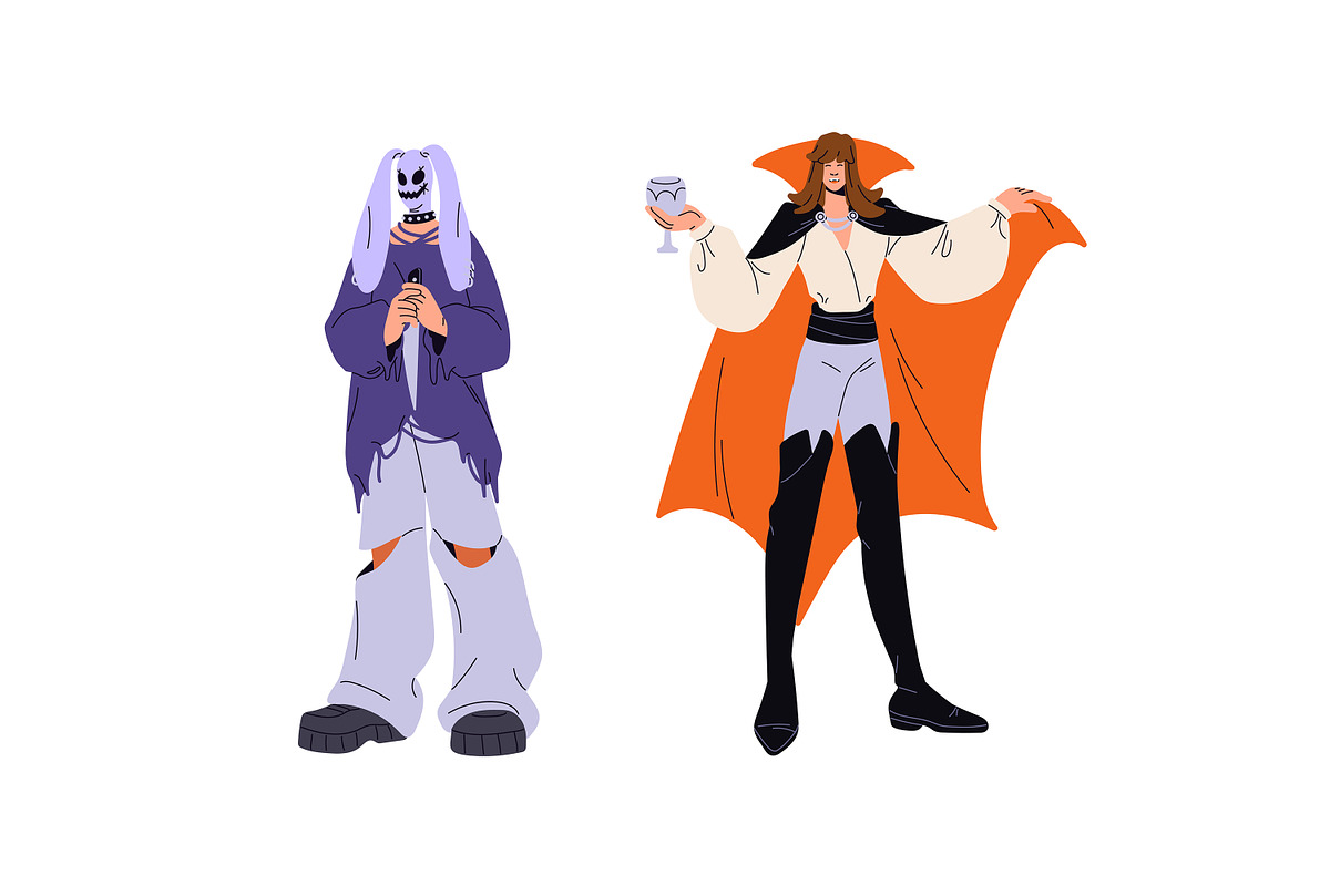 Halloween people set, banner, poster, a Person Illustration by PaperTrident (Photo 7 of 14)